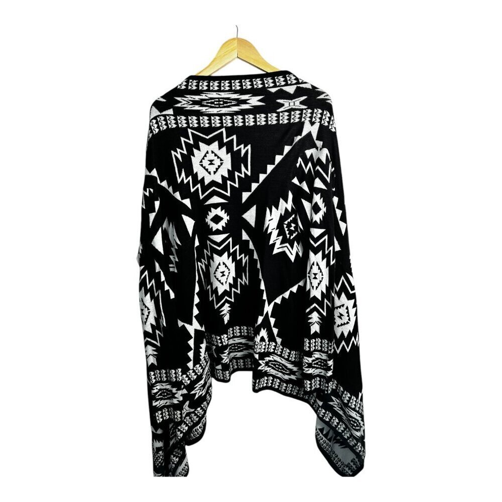 H&M Womens Divided Tribal Black‎ & White Geometric Pattern Cardigan | Sz L Art - Picture 2 of 5